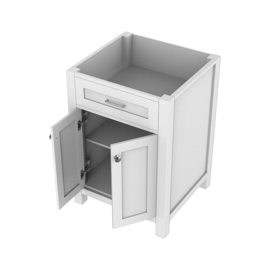 Alya Bath Norwalk 24" Single White Freestanding Bathroom Vanity With Brushed Nickel Edge Handles - HE-101-24-W