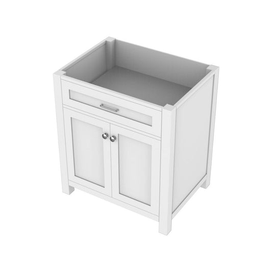 Alya Bath Norwalk 30" Single White Freestanding Bathroom Vanity with Brushed Nickel Edge Handles - HE-101-30-W