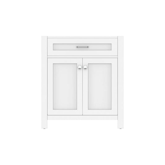 Alya Bath Norwalk 30" Single White Freestanding Bathroom Vanity with Brushed Nickel Edge Handles - HE-101-30-W