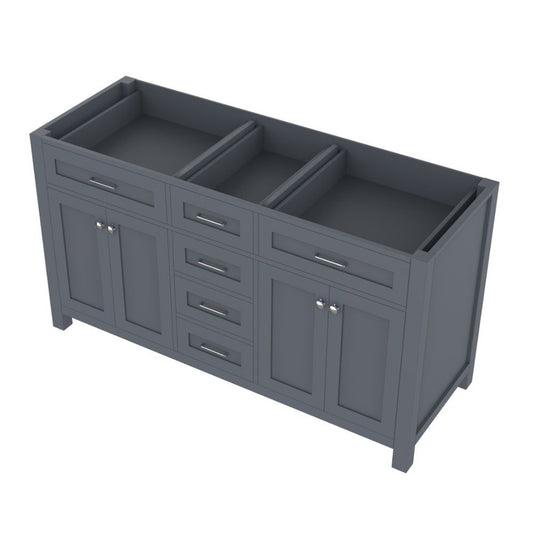 Alya Bath Norwalk 60" Double Gray Freestanding  Bathroom Vanity  With Brushed Nickel Edge Handles - HE-101-60D-G