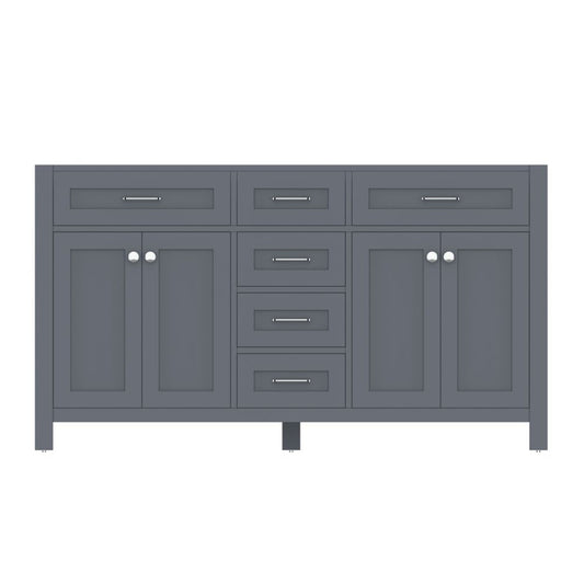 Alya Bath Norwalk 60" Double Gray Freestanding  Bathroom Vanity  With Brushed Nickel Edge Handles - HE-101-60D-G