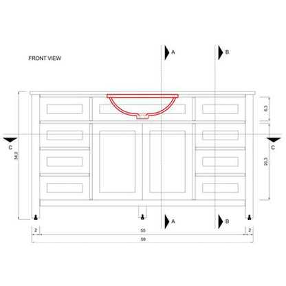 Alya Bath Norwalk 60" Double White Freestanding  Bathroom Vanity With Carrara Marble Top, Ceramic Sink and Two Mirrors - HE-101-60D-W-CWMT + 2x HE-101/102-24-W-M