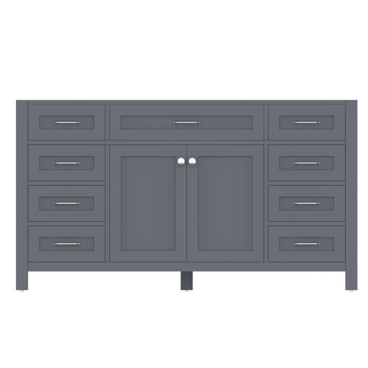 Alya Bath Norwalk 60" Single Gray Freestanding  Bathroom Vanity  With Brushed Nickel Edge Handles - HE-101-60S-G