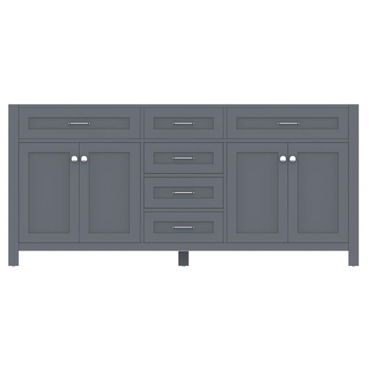 Alya Bath Norwalk 72" Double Gray Freestanding  Bathroom Vanity  With Brushed Nickel Edge Handles - HE-101-72D-G