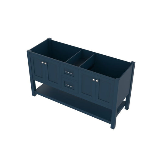 Alya Bath Wilmington 60" Double Blue Freestanding  Bathroom Vanity  With Brushed Nickel Edge Handles - HE-102-60D-B