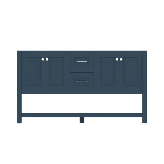 Alya Bath Wilmington 60" Double Blue Freestanding  Bathroom Vanity  With Brushed Nickel Edge Handles - HE-102-60D-B