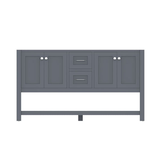 Alya Bath Wilmington 60" Double Gray Freestanding  Bathroom Vanity  With Brushed Nickel Edge Handles - HE-102-60D-G