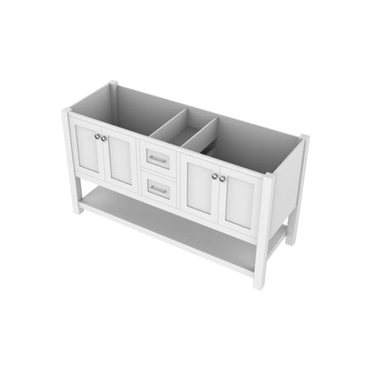 Alya Bath Wilmington 60" Double White Freestanding  Bathroom Vanity  With Brushed Nickel Edge Handles - HE-102-60D-W