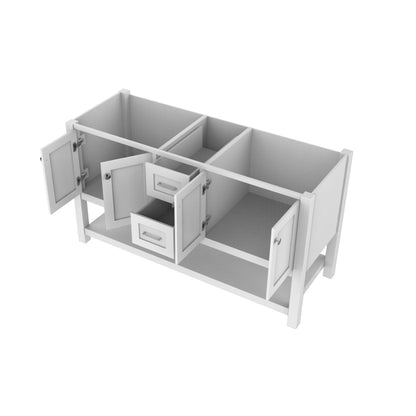 Alya Bath Wilmington 60" Double White Freestanding  Bathroom Vanity  With Brushed Nickel Edge Handles - HE-102-60D-W