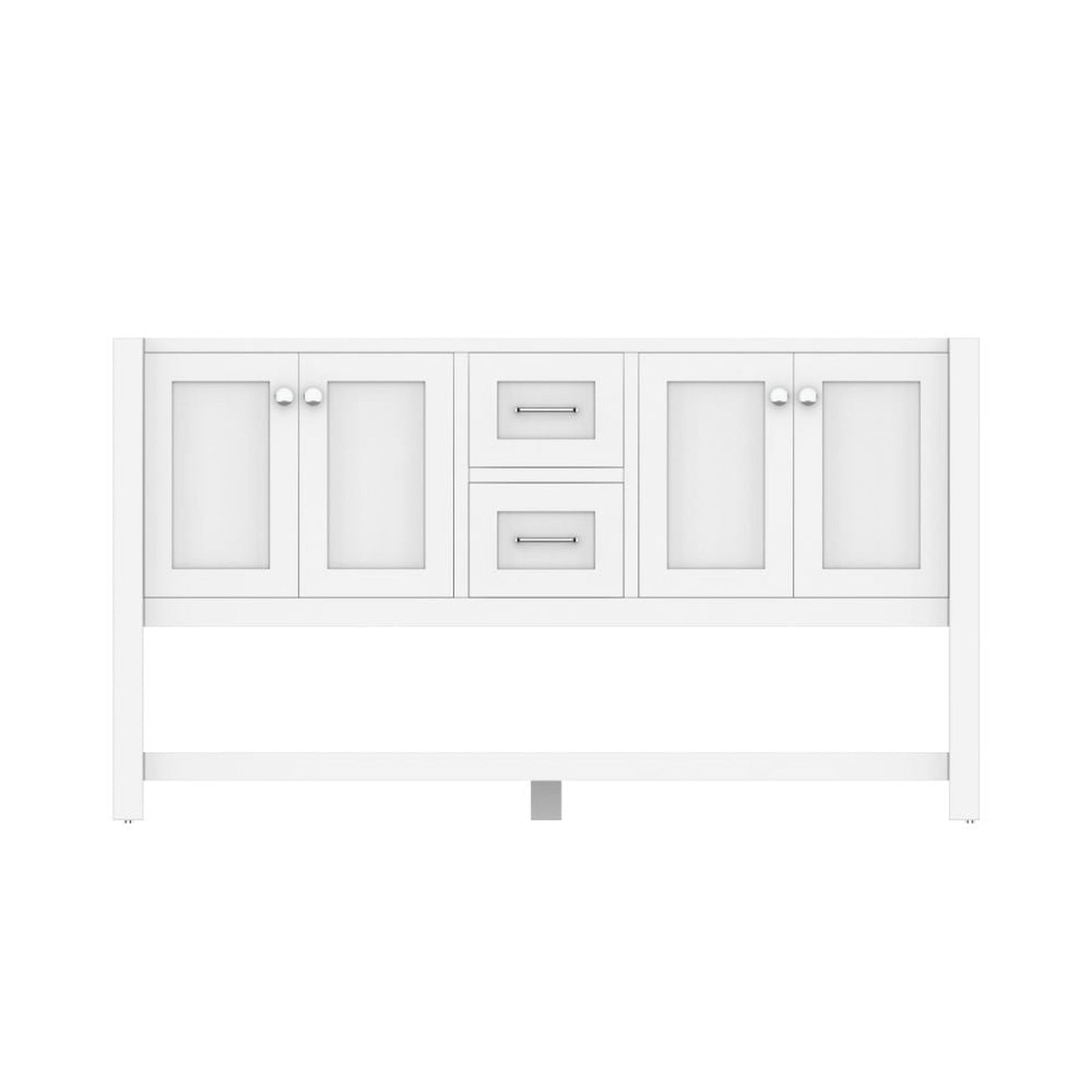 Alya Bath Wilmington 60" Double White Freestanding  Bathroom Vanity  With Brushed Nickel Edge Handles - HE-102-60D-W
