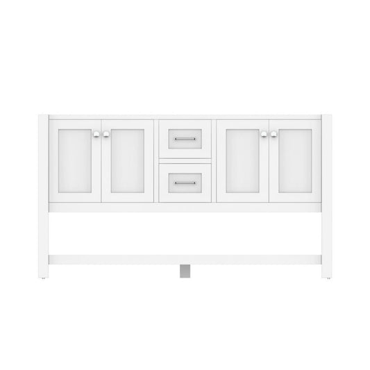 Alya Bath Wilmington 60" Double White Freestanding  Bathroom Vanity  With Brushed Nickel Edge Handles - HE-102-60D-W