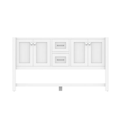 Alya Bath Wilmington 60" Double White Freestanding  Bathroom Vanity  With Brushed Nickel Edge Handles - HE-102-60D-W