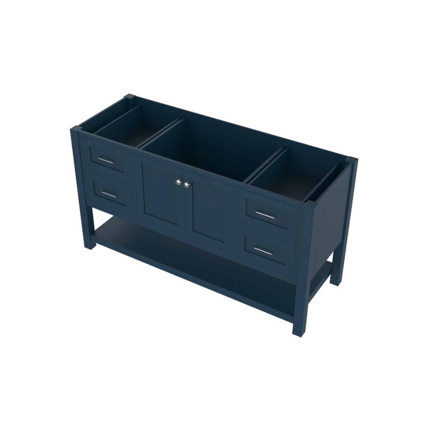 Alya Bath Wilmington 60" Single Blue Freestanding  Bathroom Vanity  With Brushed Nickel Edge Handles - HE-102-60S-B