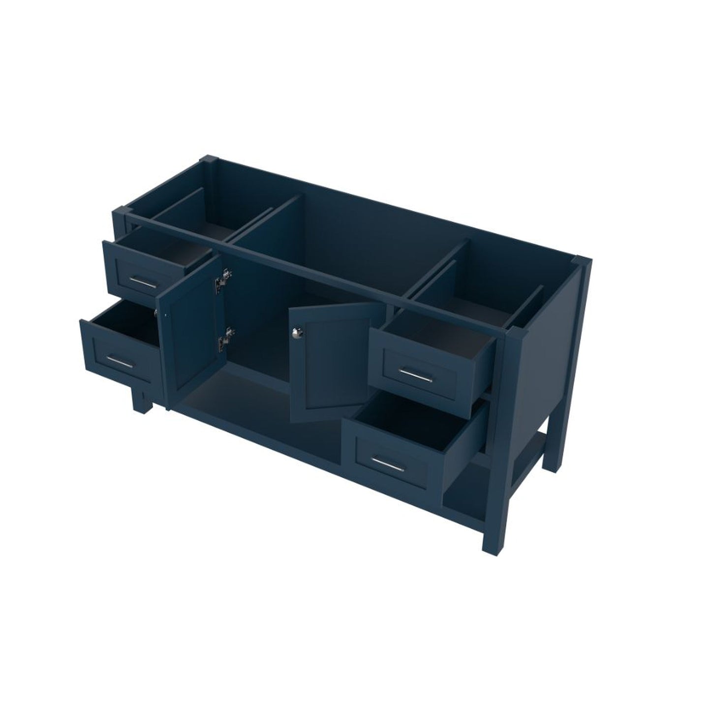 Alya Bath Wilmington 60" Single Blue Freestanding  Bathroom Vanity  With Brushed Nickel Edge Handles - HE-102-60S-B