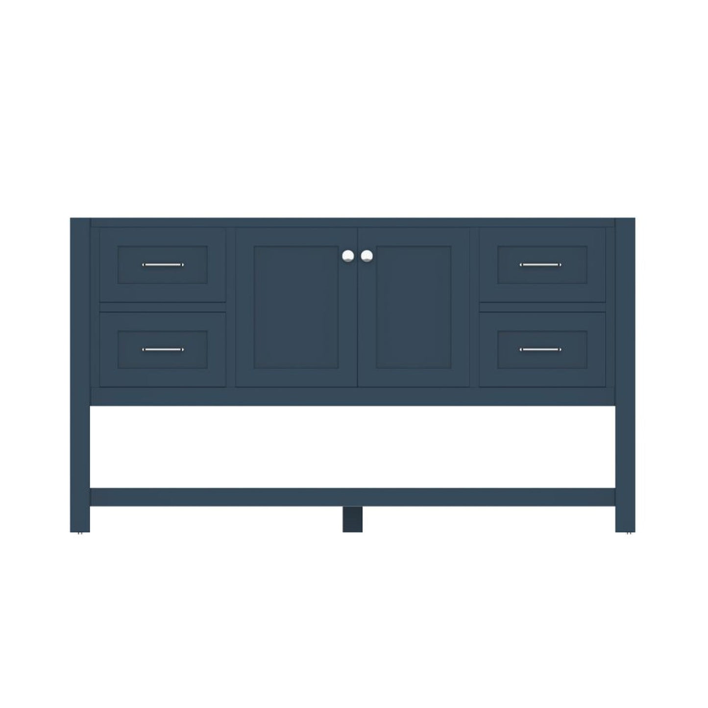 Alya Bath Wilmington 60" Single Blue Freestanding  Bathroom Vanity  With Brushed Nickel Edge Handles - HE-102-60S-B