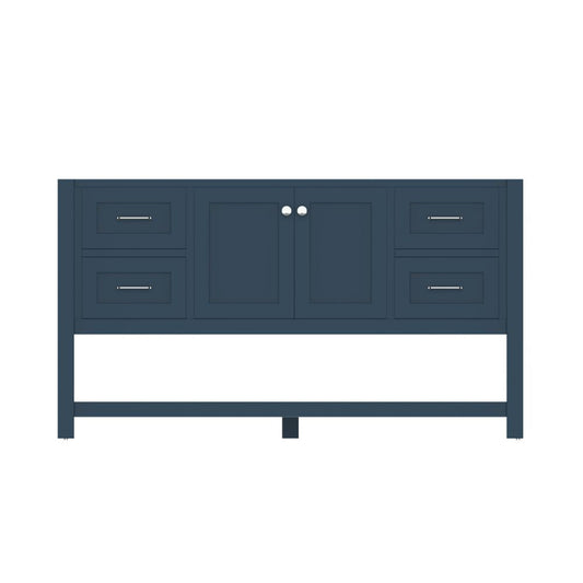 Alya Bath Wilmington 60" Single Blue Freestanding  Bathroom Vanity  With Brushed Nickel Edge Handles - HE-102-60S-B