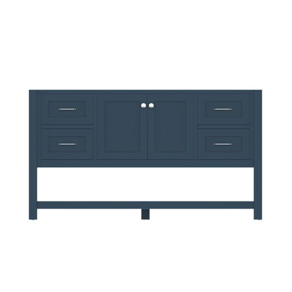 Alya Bath Wilmington 60" Single Blue Freestanding  Bathroom Vanity  With Brushed Nickel Edge Handles - HE-102-60S-B