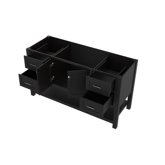 Alya Bath Wilmington 60" Single Espresso Freestanding   Bathroom Vanity  With Brushed Nickel Edge Handles - HE-102-60S-E