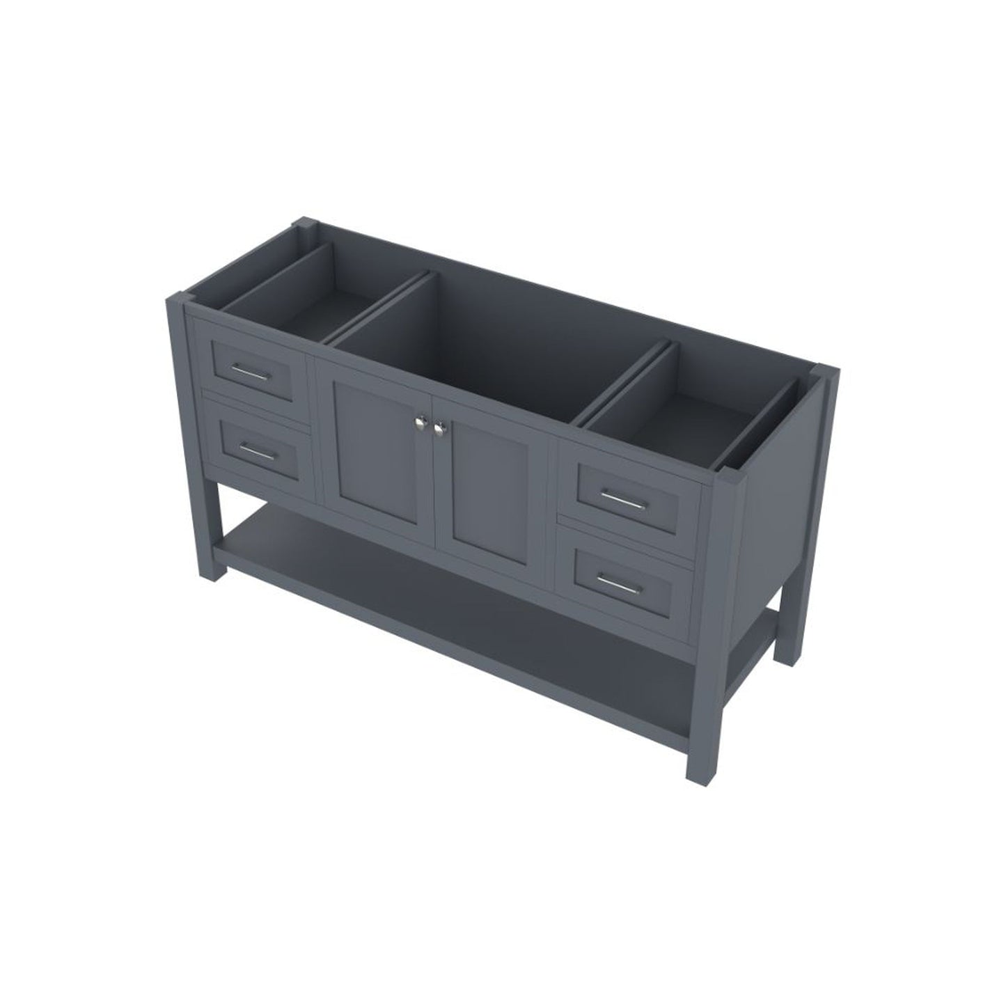 Alya Bath Wilmington 60" Single Gray Freestanding  Bathroom Vanity  With Brushed Nickel Edge Handles - HE-102-60S-G