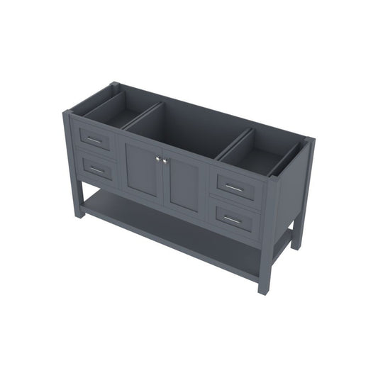 Alya Bath Wilmington 60" Single Gray Freestanding  Bathroom Vanity  With Brushed Nickel Edge Handles - HE-102-60S-G