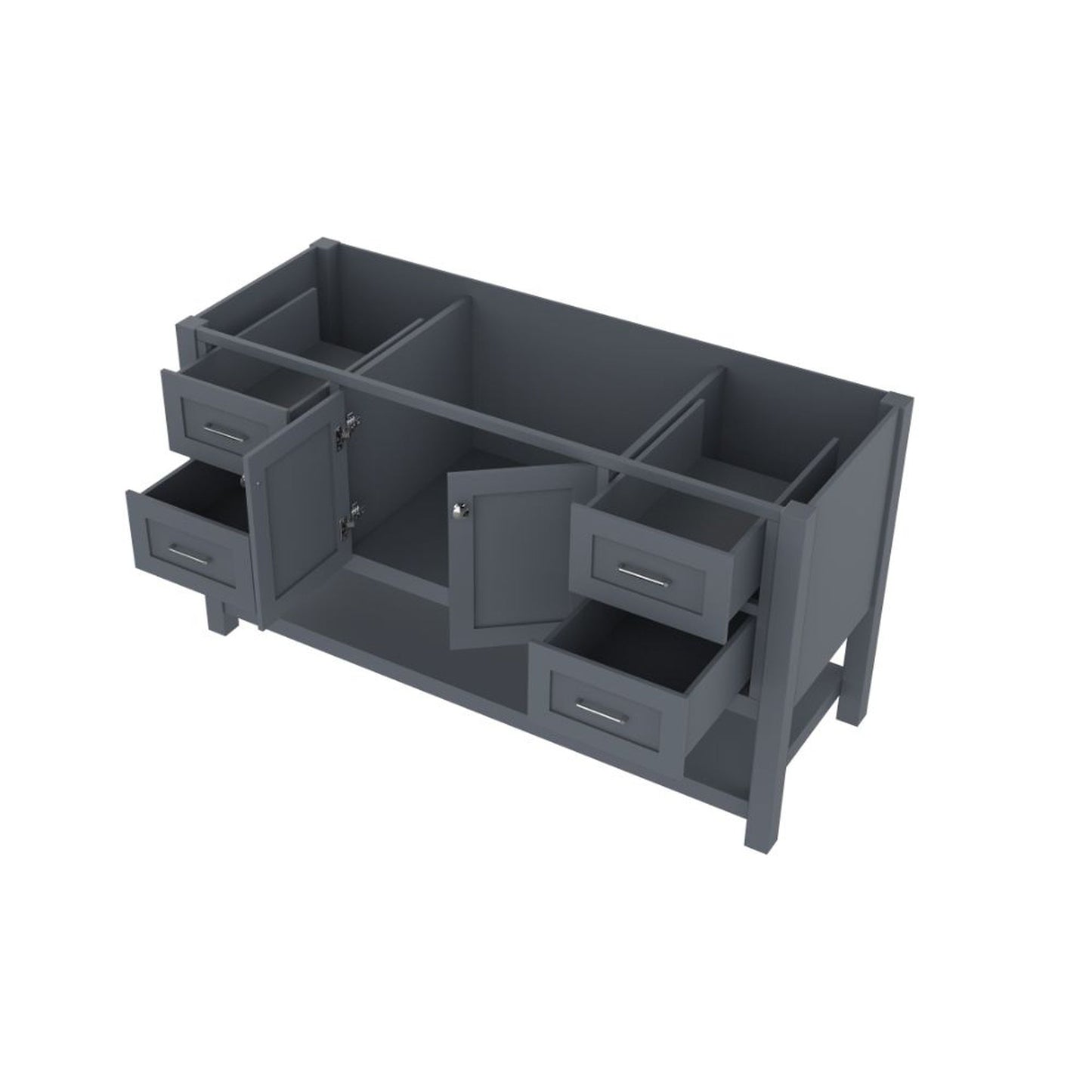Alya Bath Wilmington 60" Single Gray Freestanding  Bathroom Vanity  With Brushed Nickel Edge Handles - HE-102-60S-G
