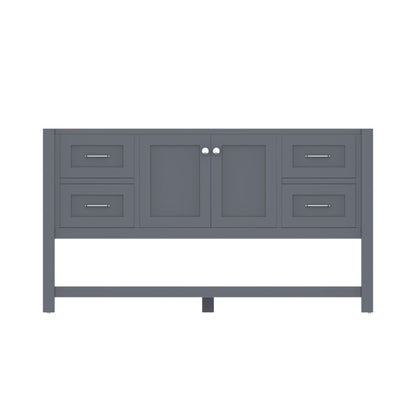 Alya Bath Wilmington 60" Single Gray Freestanding  Bathroom Vanity  With Brushed Nickel Edge Handles - HE-102-60S-G