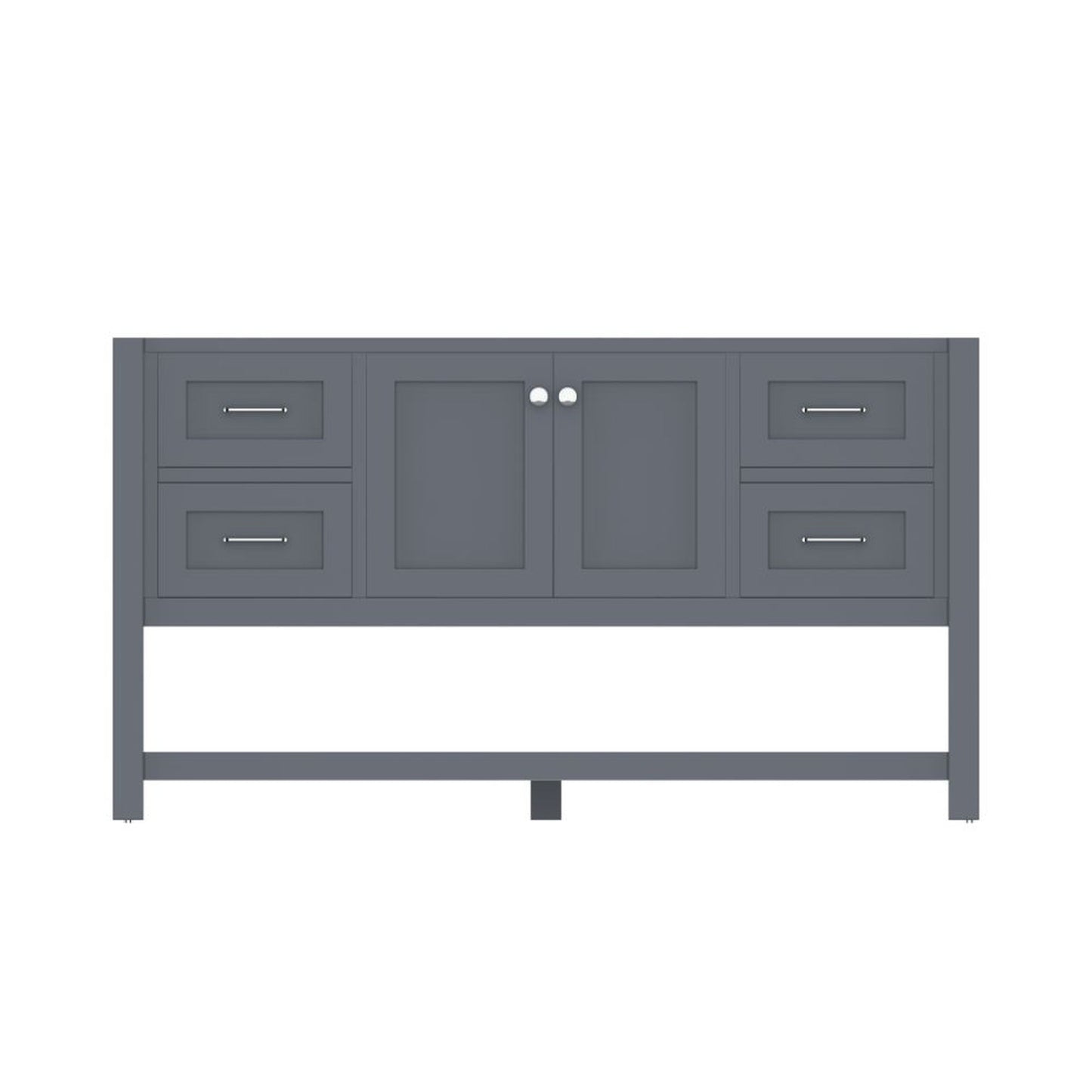 Alya Bath Wilmington 60" Single Gray Freestanding  Bathroom Vanity  With Brushed Nickel Edge Handles - HE-102-60S-G