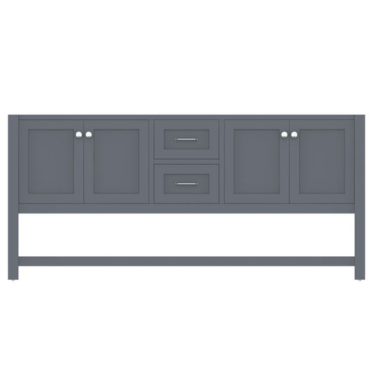 Alya Bath Wilmington 72" Double Gray Freestanding Bathroom Vanity  With Brushed Nickel Edge Handles - HE-102-72D-G