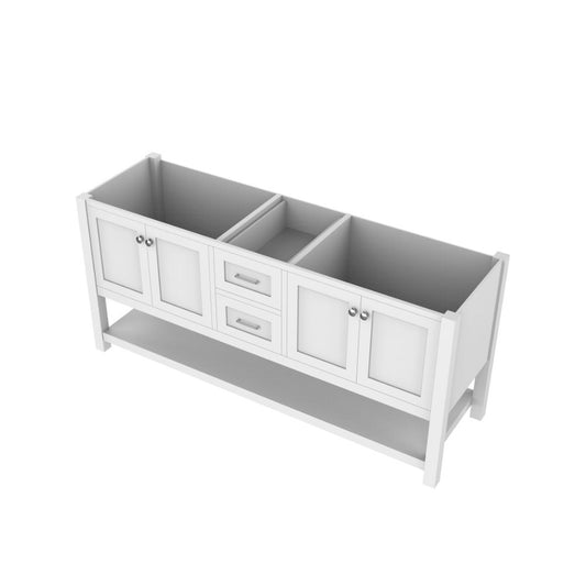 Alya Bath Wilmington 72" Double White Freestanding  Bathroom Vanity  With Brushed Nickel Edge Handles - HE-102-72D-W