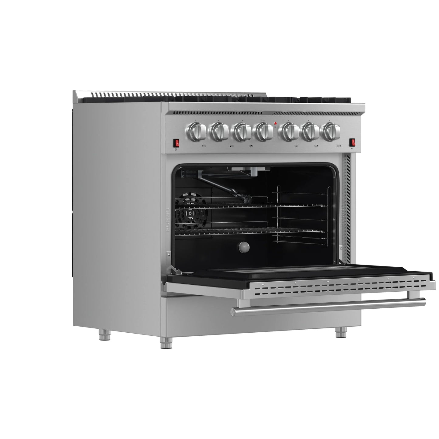 Forno 5-Piece Appliance Package - 36-Inch Gas Range, Wall Mount Range Hood, 36-Inch Refrigerator, Dishwasher, and 30-Inch Microwave Drawer in Stainless Steel - AP5-6244-36-5095-30MD