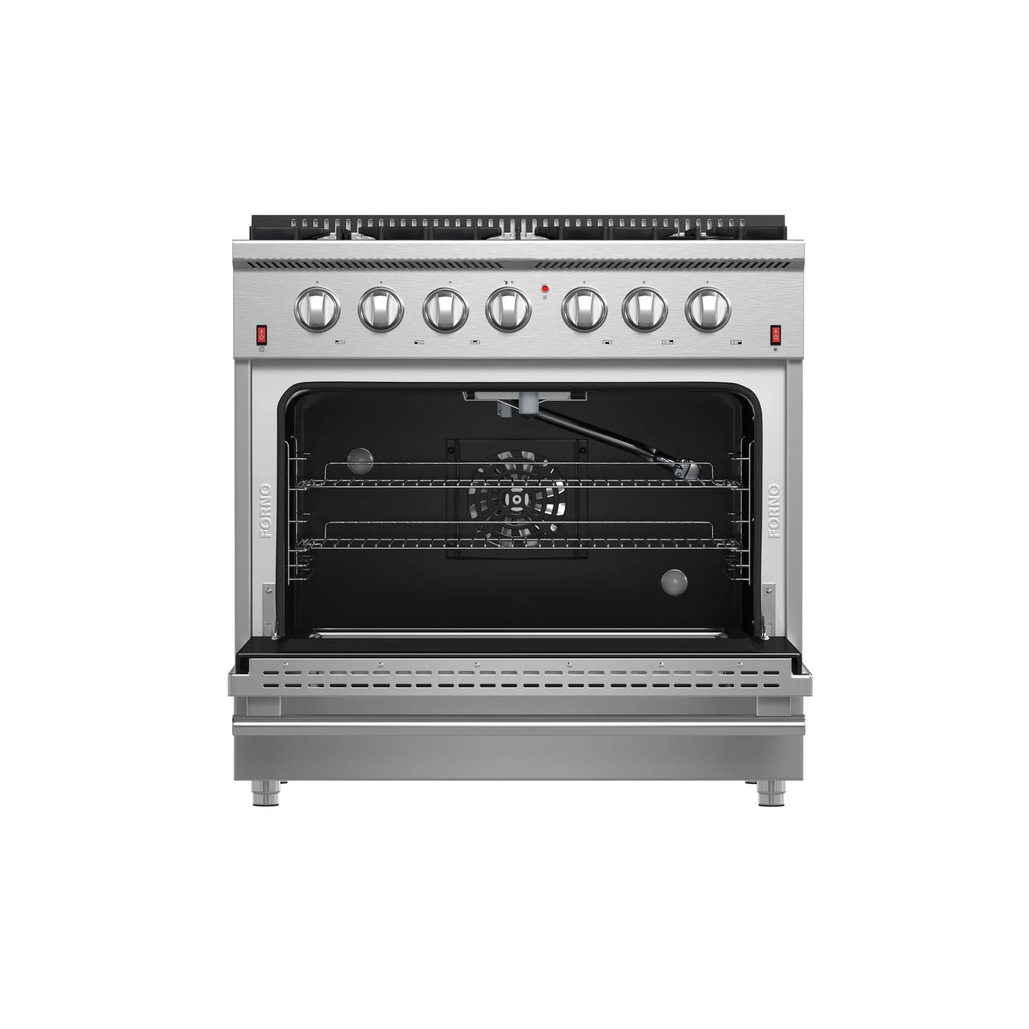 Forno 5-Piece Appliance Package - 36-Inch Gas Range, Wall Mount Range Hood, 60-Inch Refrigerator, Dishwasher, and 30-Inch Microwave Drawer in Stainless Steel - AP5-6244-36-5095-60S-30MD