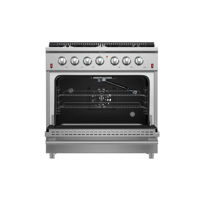 Forno 5-Piece Appliance Package - 36-Inch Gas Range, Wall Mount Range Hood, 60-Inch Refrigerator, Dishwasher, and 30-Inch Microwave Drawer in Stainless Steel - AP5-6244-36-5095-60S-30MD