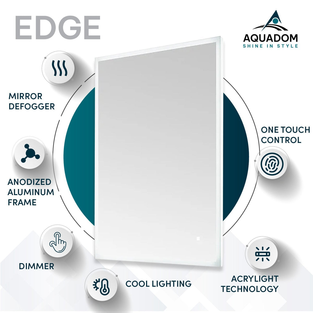 Aquadom Edge 36" x 32" LED Lighted Mirror - E-3632-N