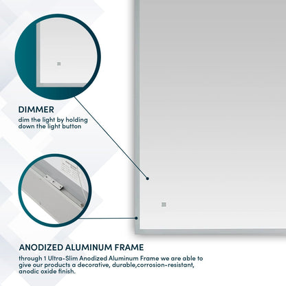 Aquadom Edge 96" x 32" LED Lighted Mirror - E-9632-N