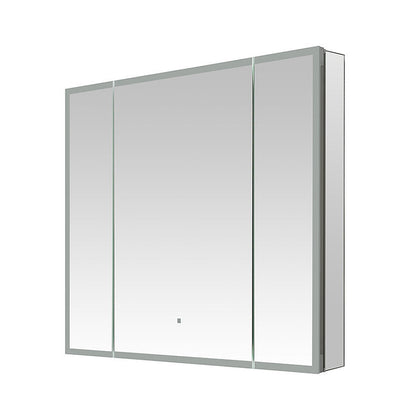 Aquadom Edge Royale 36" x 32" Triple-Door LED Lighted Medicine Cabinet With Defogger, Integrated LED 3X Magnifying Mirror, 8mm Clear Adjustable Glass Shelves and Electrical Outlet With USB - ER3-3632-N