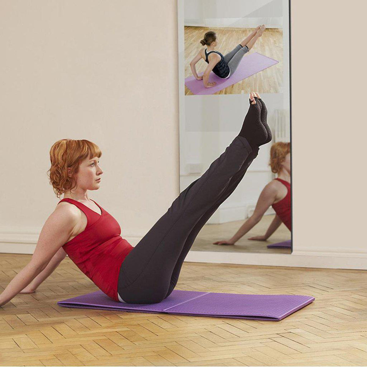Aquadom Energy 18" X 48" Smart Fitness Mirror With 5MP HD Camera and Body Fat Scale - NRG-1848-HD-BFS