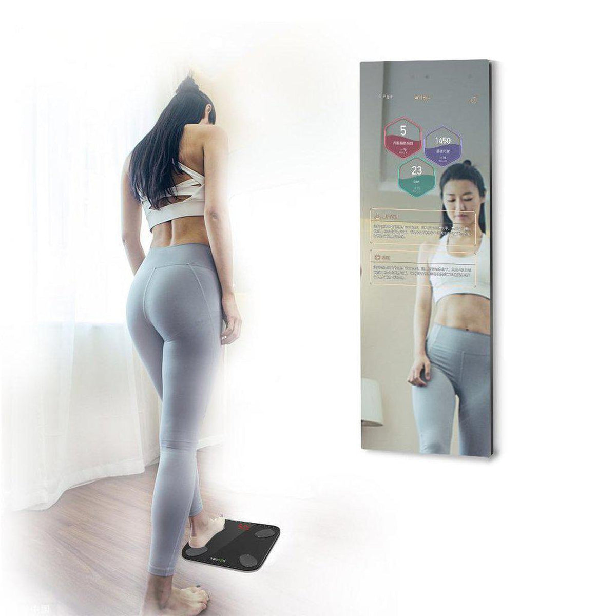 Aquadom Energy 24" X 71" Smart Fitness Mirror With 5MP HD Camera and Body Fat Scale - NRG-2471-HD-BFS