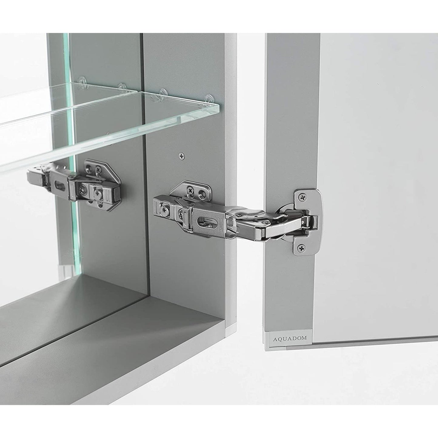 Aquadom Pacifica 20" x 26" Rectangular Recessed or Surface Mount Single View LED Lighted Right-Hinged Bathroom Medicine Cabinet With Defogger And Electrical Outlet - P-2026R