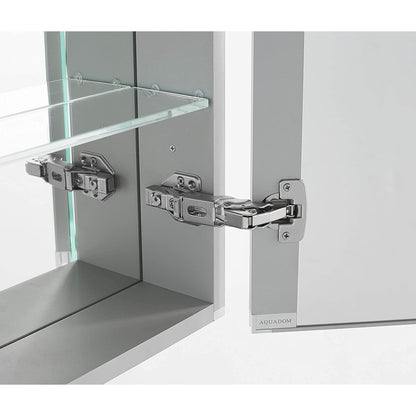 Aquadom Pacifica 20" x 26" Rectangular Recessed or Surface Mount Single View LED Lighted Right-Hinged Bathroom Medicine Cabinet With Defogger And Electrical Outlet - P-2026R