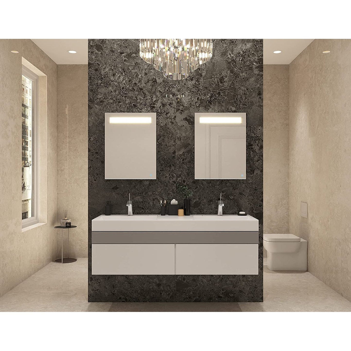 Aquadom Pacifica 20" x 26" Rectangular Recessed or Surface Mount Single View LED Lighted Right-Hinged Bathroom Medicine Cabinet With Defogger And Electrical Outlet - P-2026R