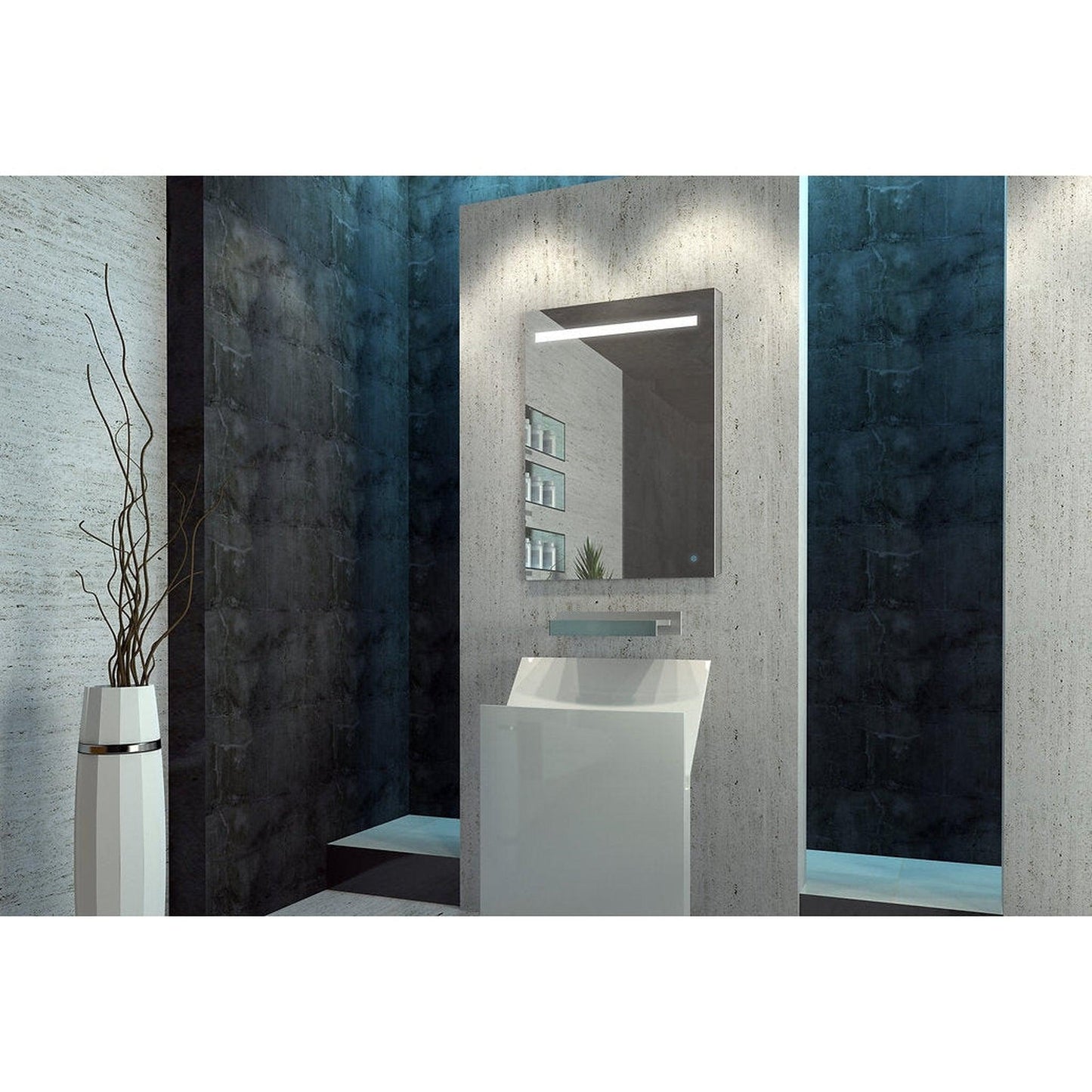 Aquadom Pacifica 20" x 26" Rectangular Recessed or Surface Mount Single View LED Lighted Right-Hinged Bathroom Medicine Cabinet With Defogger And Electrical Outlet - P-2026R