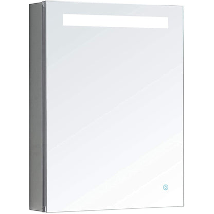 Aquadom Pacifica 20" x 26" Rectangular Recessed or Surface Mount Single View LED Lighted Right-Hinged Bathroom Medicine Cabinet With Defogger And Electrical Outlet - P-2026R