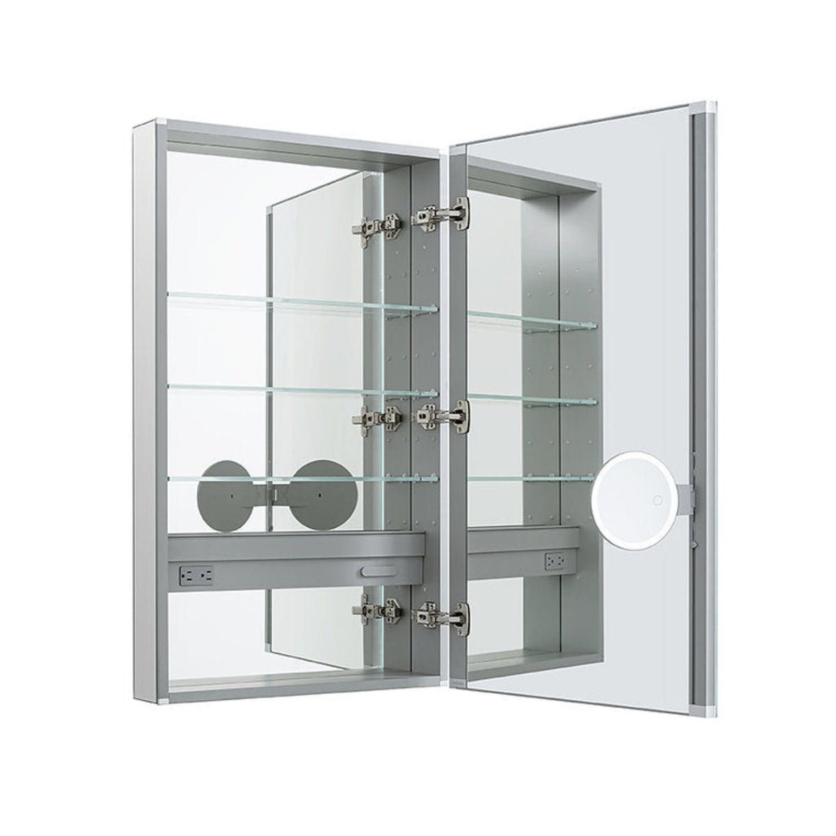 Aquadom Royale 24" x 30" Rectangular Right-Hinged Recessed or Surface Mount Medicine Cabinet With LED Lighting, Touch Screen Button, Defogger - R-2430R-E