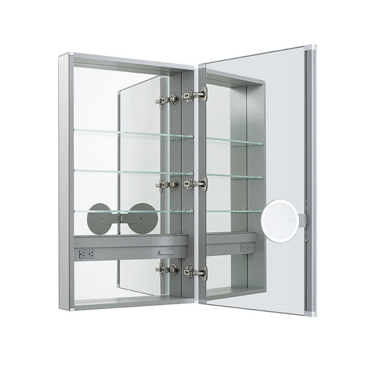 Aquadom Royale 24" x 40" Rectangular Left-Hinged Recessed or Surface Mount Medicine Cabinet With LED Lighting, Touch Screen Button, Defogger - R-2440L-E