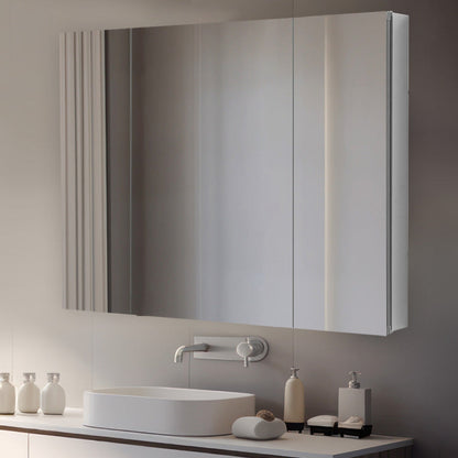 Aquadom Royale 36" x 30" Rectangular Triple-Door Recessed or Surface Mount Medicine Cabinet - R3-3630E-N