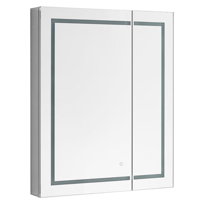 Aquadom Royale Basic 30" x 30" Single View Right Hinged Recessed or Surface Mount Medicine Cabinet With LED Lighting, Touch Screen Button, Dimmer - RB-3030-N