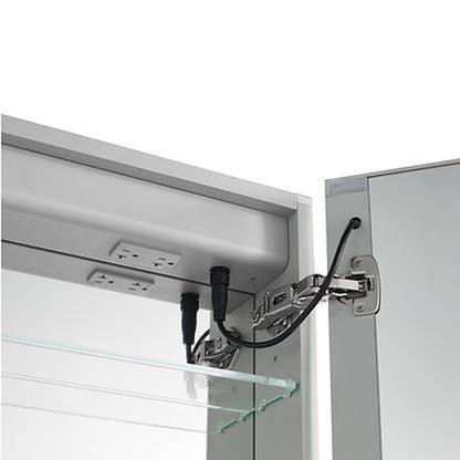 Aquadom Royale Plus 24" x 30" Rectangle Recessed or Surface Mount Single View Left Hinged LED Lighted Bathroom Medicine Cabinet With Defogger, Electrical Outlet, Magnifying Mirror - RP-2430L-N