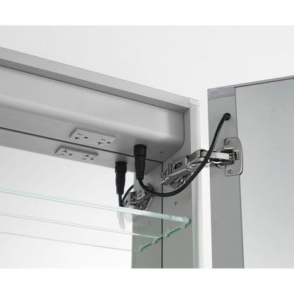 Aquadom Royale Plus 30" x 30" Square Recessed or Surface Mount Bi-View LED Lighted Bathroom Medicine Cabinet With Defogger, Electrical Outlet, Magnifying Mirror - RP-3030-N