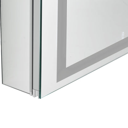 Aquadom Royale Plus 36" x 30" Rectangle Recessed or Surface Mount Bi-View LED Lighted Bathroom Medicine Cabinet With Defogger, Electrical Outlet, Magnifying Mirror - RP-3630-N