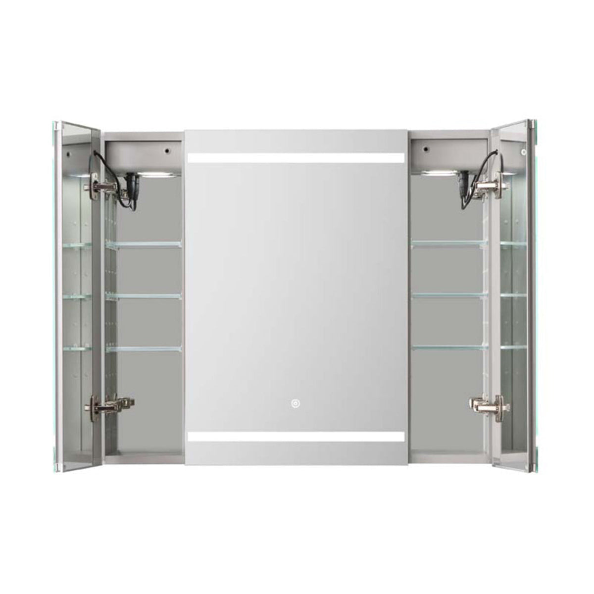 Aquadom Royale Plus 36" x 36" Triple-Door LED Lighted Medicine Cabinet With Defogger, Integrated LED 3X Magnifying Mirror and Electrical Outlet With USB - RP3-3636-N